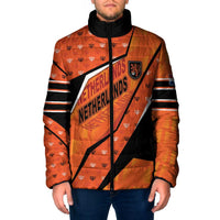 Custom Netherlands Football Padded Jacket Dynamic Diagonal Stripe With Tulip Floral Patterns