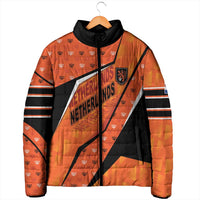 Custom Netherlands Football Padded Jacket Dynamic Diagonal Stripe With Tulip Floral Patterns