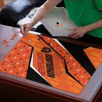 Netherlands Football Puzzle Dynamic Diagonal Stripe With Tulip Floral Patterns