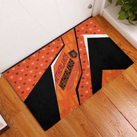 Netherlands Football Rubber Doormat Dynamic Diagonal Stripe With Tulip Floral Patterns
