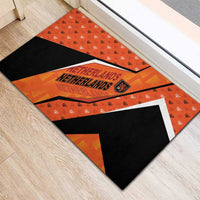 Netherlands Football Rubber Doormat Dynamic Diagonal Stripe With Tulip Floral Patterns