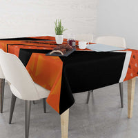 Netherlands Football Tablecloth Dynamic Diagonal Stripe With Tulip Floral Patterns