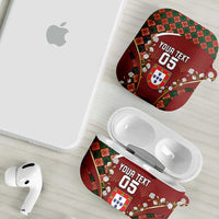 Custom Portugal Football AirPods Case Floral Gold Carnation Crest Pattern Gold Accents