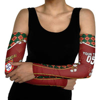 Custom Portugal Football Arm Sleeves Floral Gold Carnation Crest Pattern Gold Accents