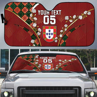 Custom Portugal Football Auto Sun Shade Floral Gold Carnation Crest Pattern Gold Accents