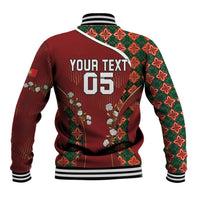 Custom Portugal Football Baseball Jacket Floral Gold Carnation Crest Pattern Gold Accents