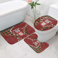 Custom Portugal Football Bathroom Set Floral Gold Carnation Crest Pattern Gold Accents