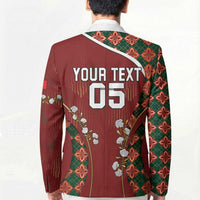 Custom Portugal Football Blazer Floral Gold Carnation Crest Pattern Gold Accents