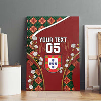 Custom Portugal Football Canvas Wall Art Floral Gold Carnation Crest Pattern Gold Accents