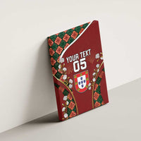 Custom Portugal Football Canvas Wall Art Floral Gold Carnation Crest Pattern Gold Accents