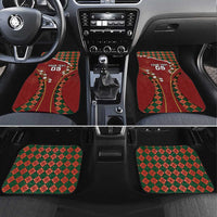 Custom Portugal Football Car Mats Floral Gold Carnation Crest Pattern Gold Accents