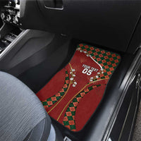 Custom Portugal Football Car Mats Floral Gold Carnation Crest Pattern Gold Accents