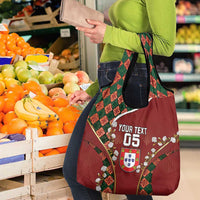 Custom Portugal Football Grocery Bag Floral Gold Carnation Crest Pattern Gold Accents