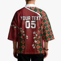 Custom Portugal Football Kimono Floral Gold Carnation Crest Pattern Gold Accents