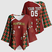 Custom Portugal Football Kimono Sleeve Blouse Floral Gold Carnation Crest Pattern Gold Accents