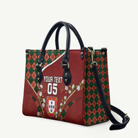 Custom Portugal Football Leather Bag Floral Gold Carnation Crest Pattern Gold Accents