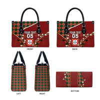 Custom Portugal Football Leather Bag Floral Gold Carnation Crest Pattern Gold Accents