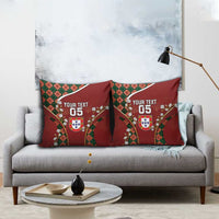 Custom Portugal Football Pillow Cover Floral Gold Carnation Crest Pattern Gold Accents