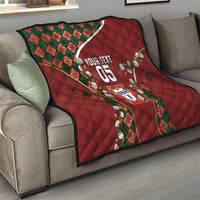 Custom Portugal Football Quilt Floral Gold Carnation Crest Pattern Gold Accents