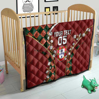 Custom Portugal Football Quilt Floral Gold Carnation Crest Pattern Gold Accents