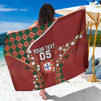 Custom Portugal Football Sarong Floral Gold Carnation Crest Pattern Gold Accents