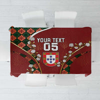 Custom Portugal Football Tablecloth Floral Gold Carnation Crest Pattern Gold Accents