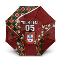 Custom Portugal Football Umbrella Floral Gold Carnation Crest Pattern Gold Accents