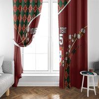 Custom Portugal Football Window Curtain Floral Gold Carnation Crest Pattern Gold Accents