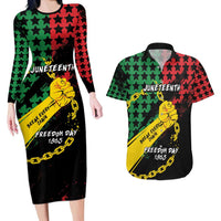 Personalized Juneteenth 1865 Couples Matching Long Sleeve Bodycon Dress and Hawaiian Shirt Break Every Chain
