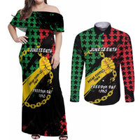 Personalized Juneteenth 1865 Couples Matching Off Shoulder Maxi Dress and Long Sleeve Button Shirt Break Every Chain
