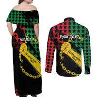Personalized Juneteenth 1865 Couples Matching Off Shoulder Maxi Dress and Long Sleeve Button Shirt Break Every Chain