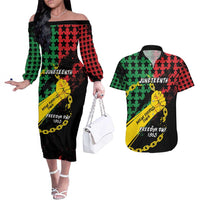 Personalized Juneteenth 1865 Couples Matching Off The Shoulder Long Sleeve Dress and Hawaiian Shirt Break Every Chain