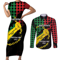 Personalized Juneteenth 1865 Couples Matching Short Sleeve Bodycon Dress and Long Sleeve Button Shirt Break Every Chain