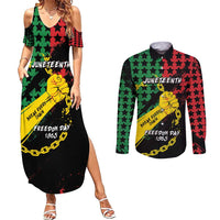 Personalized Juneteenth 1865 Couples Matching Summer Maxi Dress and Long Sleeve Button Shirt Break Every Chain