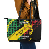 Juneteenth 1865 Leather Tote Bag Break Every Chain