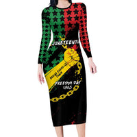 Personalized Juneteenth 1865 Long Sleeve Bodycon Dress Break Every Chain