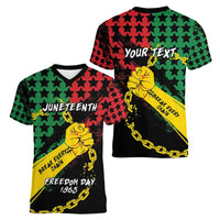 Personalized Juneteenth 1865 Women V-Neck T-Shirt Break Every Chain