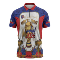 Custom Haiti Nan Mondyal 2026 Zipper Polo Shirt Road To Glory