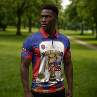 Custom Haiti Nan Mondyal 2026 Zipper Polo Shirt Road To Glory