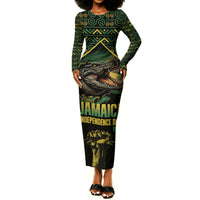 Jamaica Independence Day Long Sleeve Bodycon Dress Crocodile Broken Chain Freedom