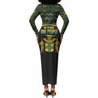 Jamaica Independence Day Long Sleeve Bodycon Dress Crocodile Broken Chain Freedom
