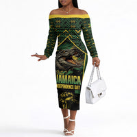 Jamaica Independence Day Off The Shoulder Long Sleeve Dress Crocodile Broken Chain Freedom