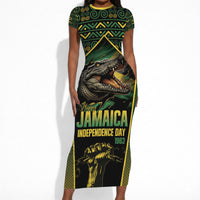 Jamaica Independence Day Short Sleeve Bodycon Dress Crocodile Broken Chain Freedom