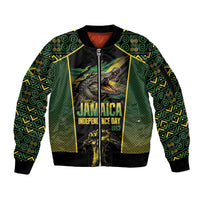 Jamaica Independence Day Sleeve Zip Bomber Jacket Crocodile Broken Chain Freedom