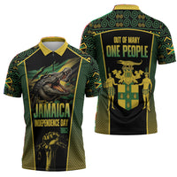 Jamaica Independence Day Zipper Polo Shirt Crocodile Broken Chain Freedom