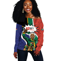 Nelson Mandela Birthday Off Shoulder Sweater 67 Minutes South Africa Flag Comic