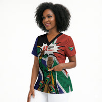 Nelson Mandela Birthday Scrub Top 67 Minutes South Africa Flag Comic