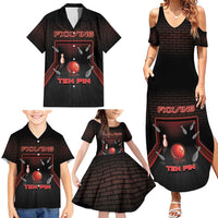 Personalized Bowling Family Matching Summer Maxi Dress and Hawaiian Shirt Ten Pin Neon Style - Wonder Print Shop