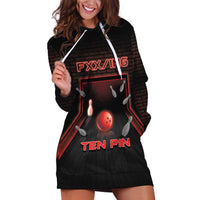 Personalized Bowling Hoodie Dress Ten Pin Neon Style - Wonder Print Shop