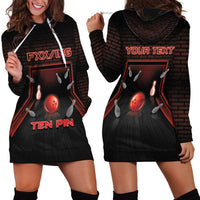 Personalized Bowling Hoodie Dress Ten Pin Neon Style - Wonder Print Shop